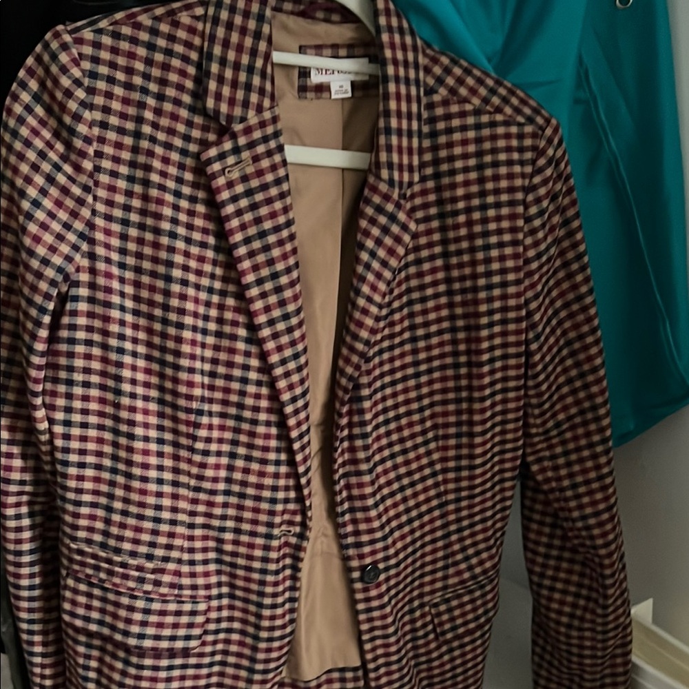 Women’s Checkered Blazer - Red and Cream